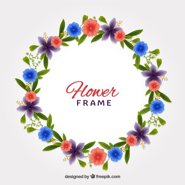 Modern floral frame with colorful flowers