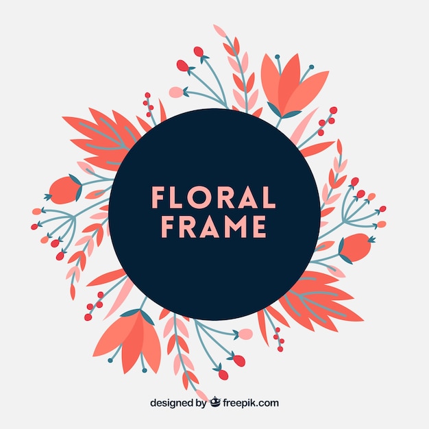 Free vector modern floral frame with flat design