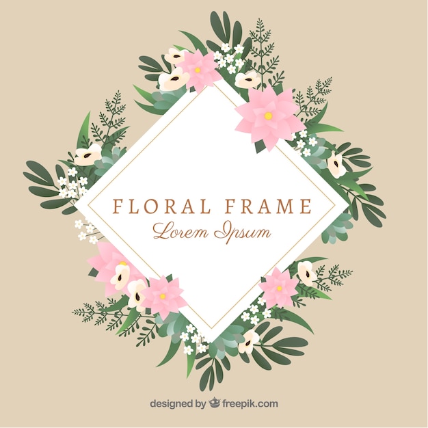 Modern floral frame with flat design