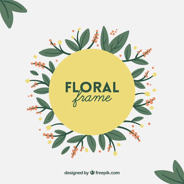 Free vector modern floral frame with flat design