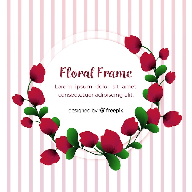 Modern floral frame with flat design