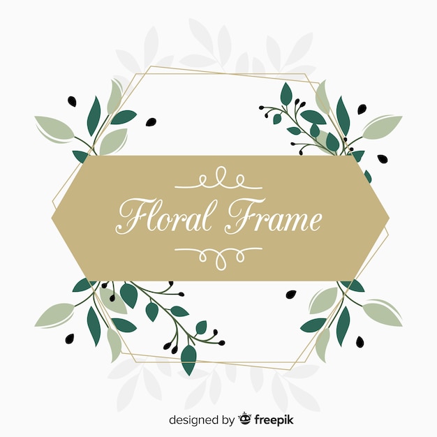 Free vector modern floral frame with hand drawn style