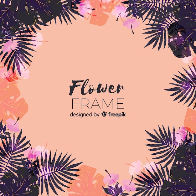 Modern floral frame with watercolor style