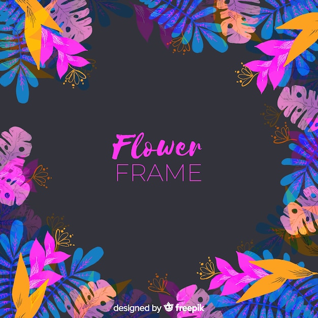 Free vector modern floral frame with watercolor style