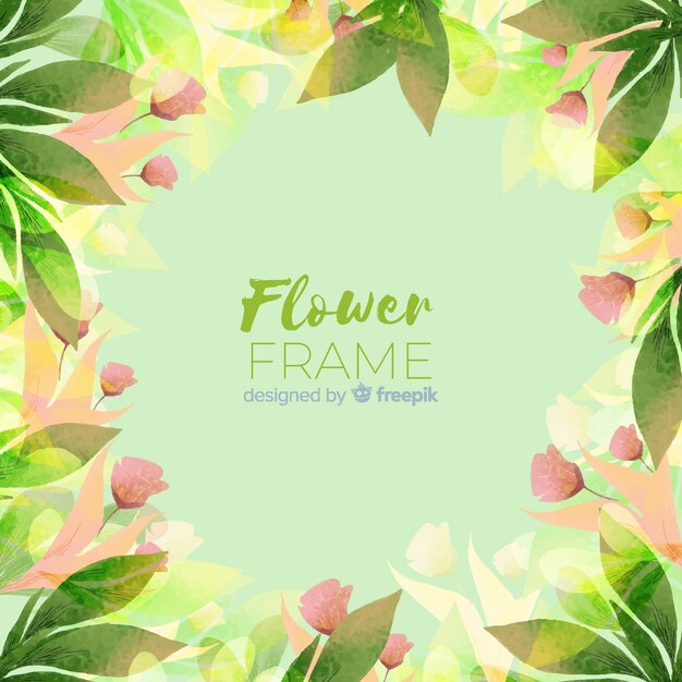 Modern floral frame with watercolor style