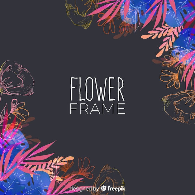 Modern floral frame with watercolor style