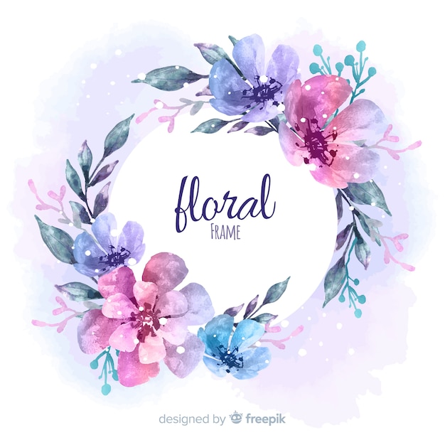 Modern floral frame with watercolor style