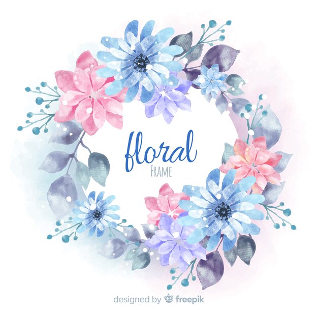 Modern floral frame with watercolor style