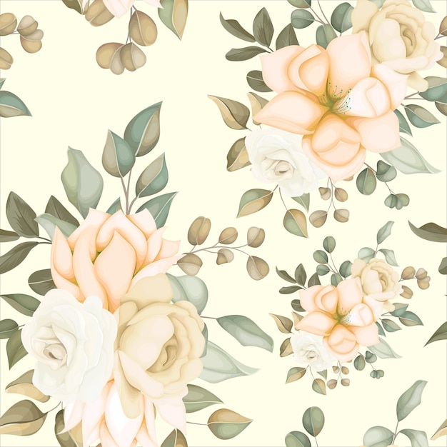 Modern floral seamless pattern with soft flowers