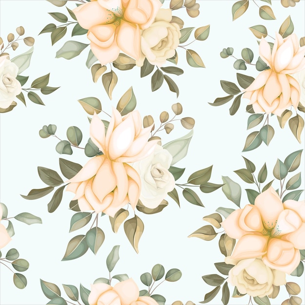 Modern floral seamless pattern with soft flowers