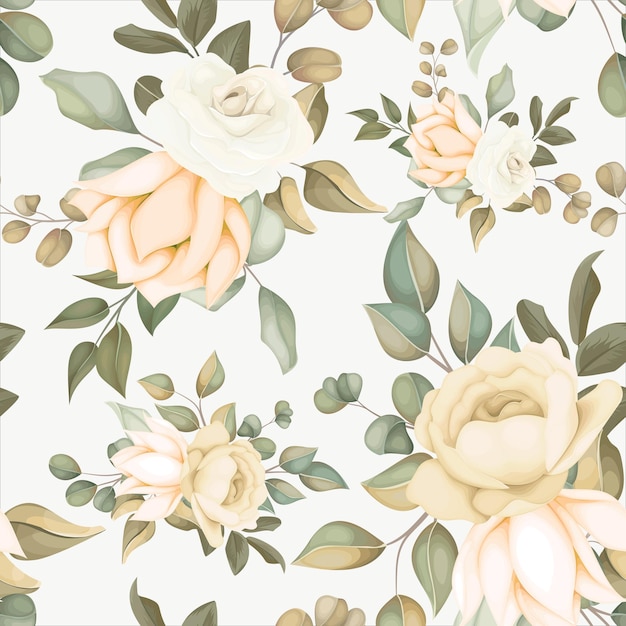 Modern floral seamless pattern with soft flowers