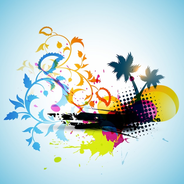 Modern Floral Summer Background – Vector Templates