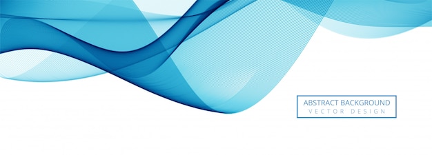 Modern flowing blue wave banner on white background