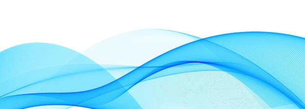 Modern flowing blue wave banner on white background