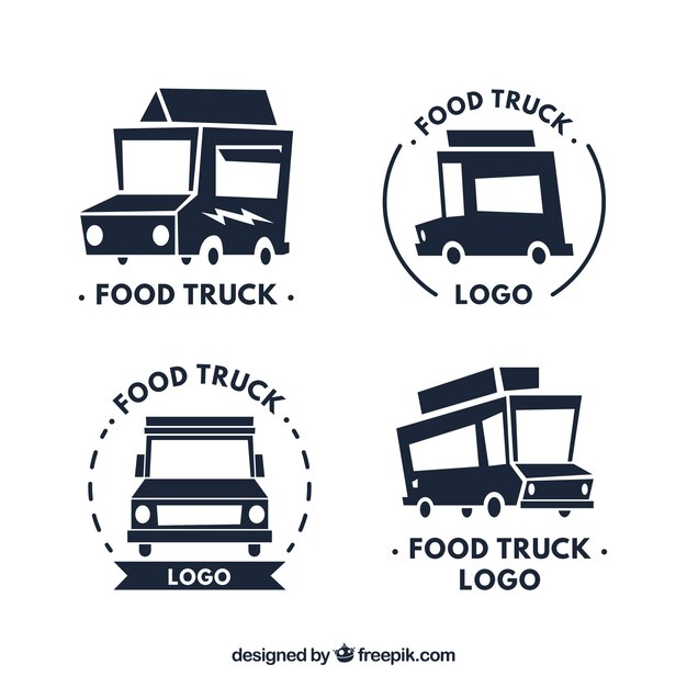 Modern food truck logos with truck