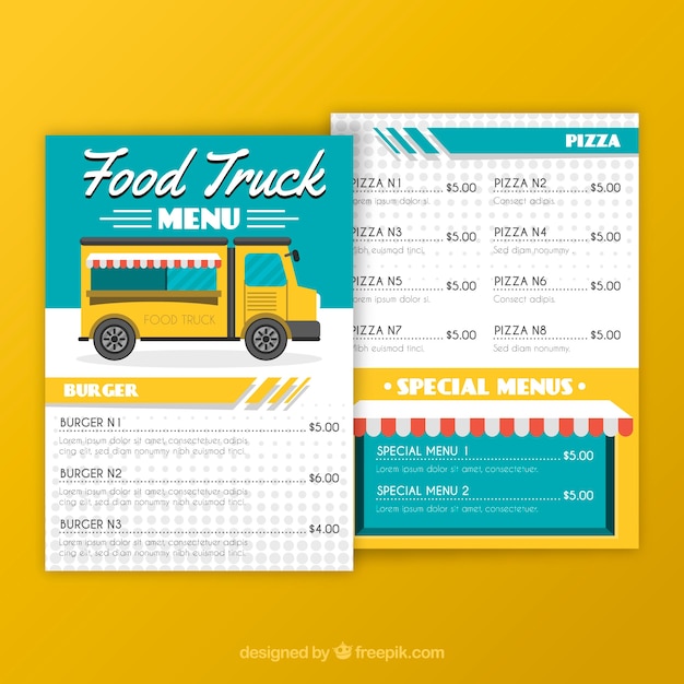 Modern food truck menu template