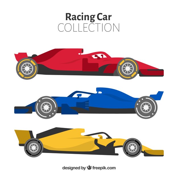 Modern formula 1 racing car collection