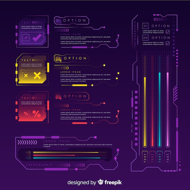 Free vector modern futuristic infographic element collection