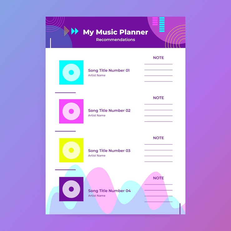 Free Vector modern futuristic music planner