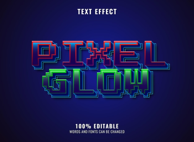 Modern futuristic pixel glow retro neon text effect