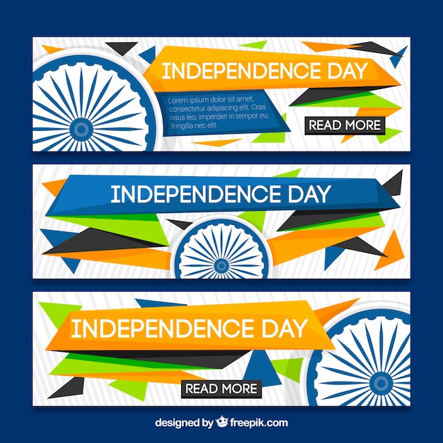 Free vector modern geometric banners of india