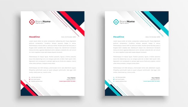 Free vector modern geometric business company letterhead template