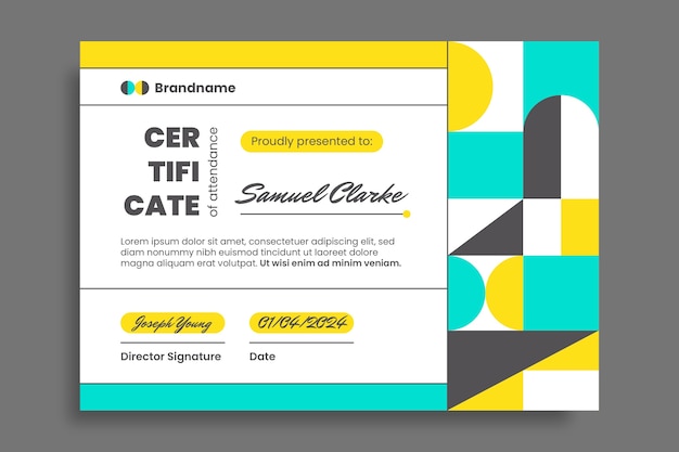 Modern geometric certificate template