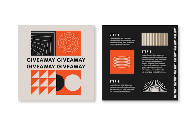 Free vector modern geometric giveaway facebook posts