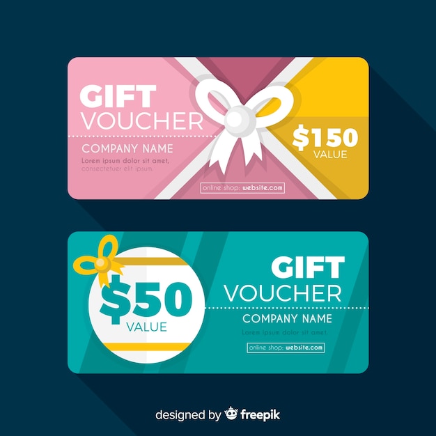 Modern gift voucher template with flat design