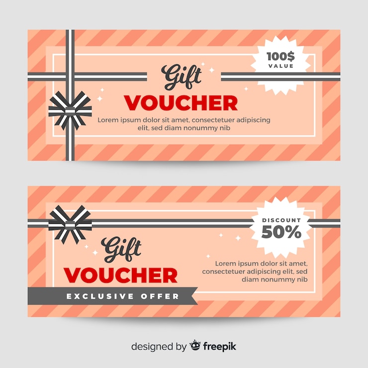 Free Vector modern gift voucher template with flat design