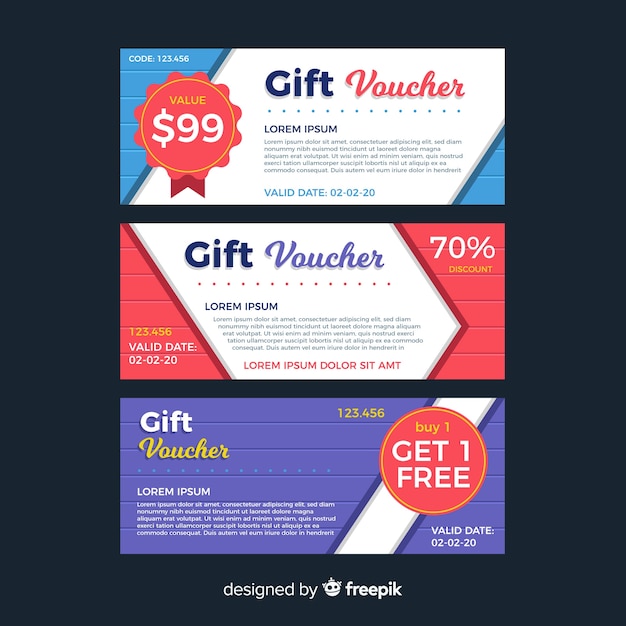 Free vector modern gift voucher template with flat design