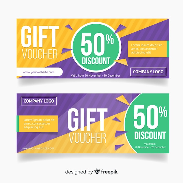 Modern gift voucher template with flat design