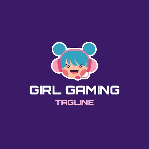 Free vector modern girl gaming logo template