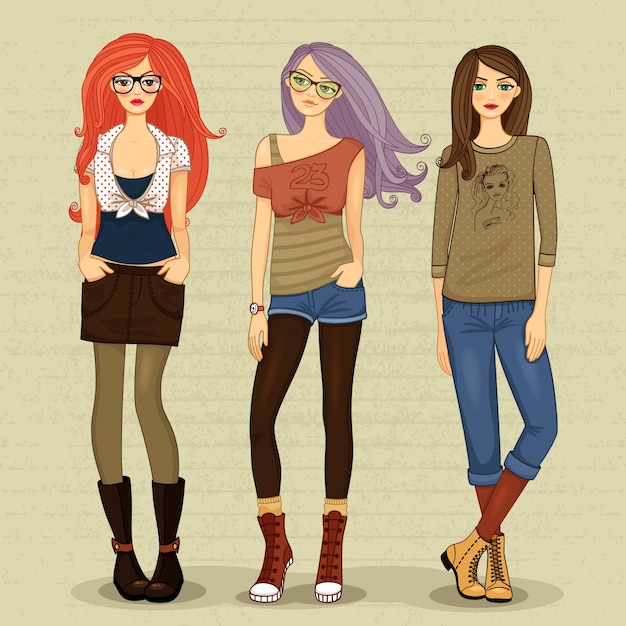 Free vector modern girls