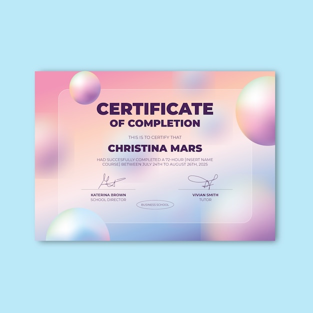 Free vector modern glass certificate template