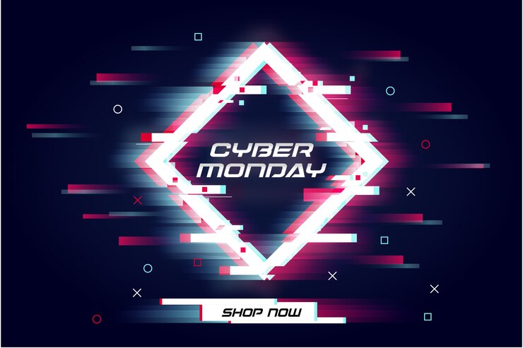 Free Vector modern glitch cyber monday sale