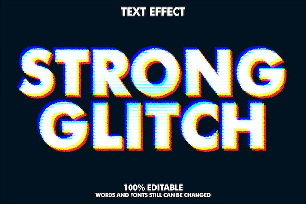 Vettore gratuito moderni effetti di testo glitch con contorno approssimativo e linea sfocata all'interno