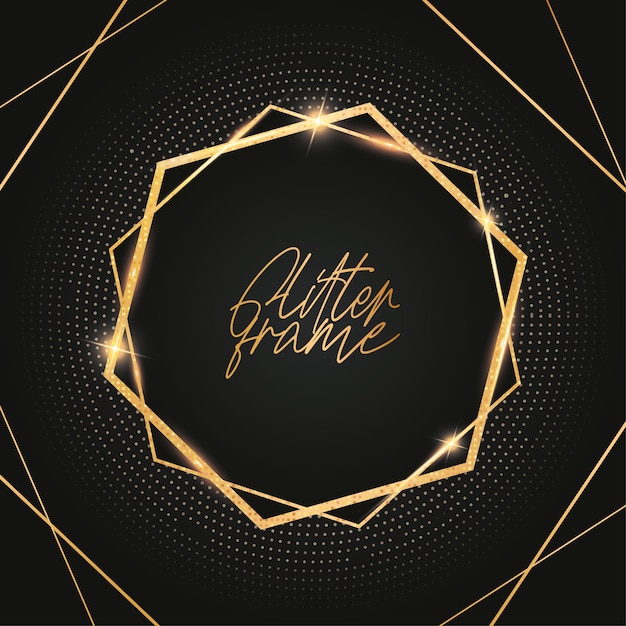 Free vector modern glitter frame with golden shiny