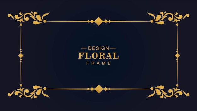 Modern golden floral frame border banner background