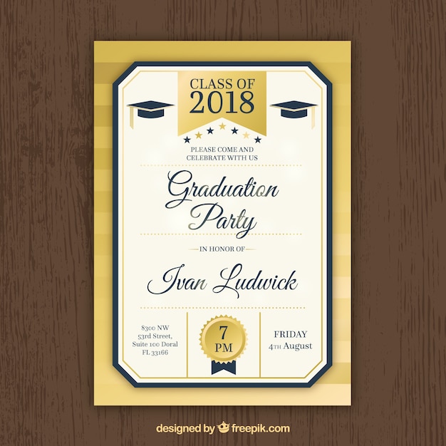 Modern golden graduation party invitation