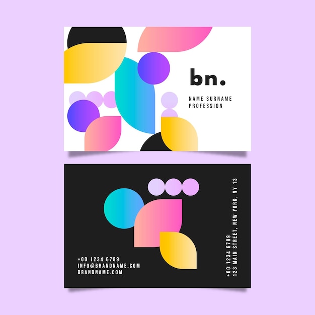 Free vector modern gradient design template of business card