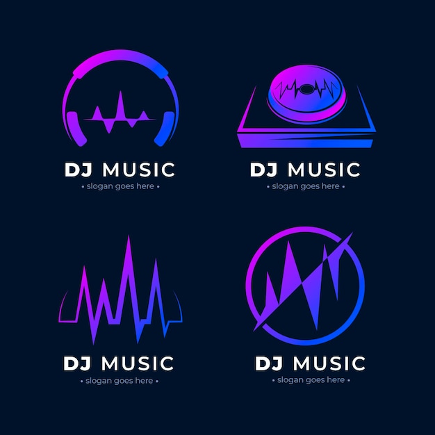 Modern gradient dj logo collection