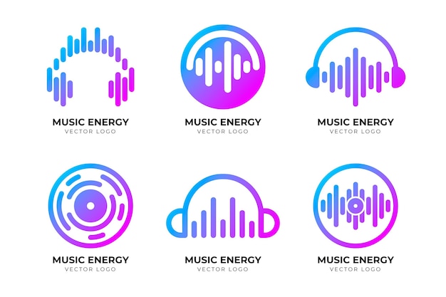 Free vector modern gradient dj logo collection