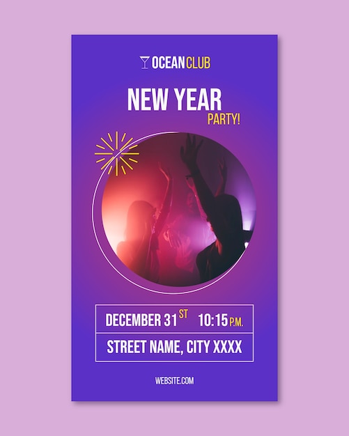 Modern gradient new year party instagram story