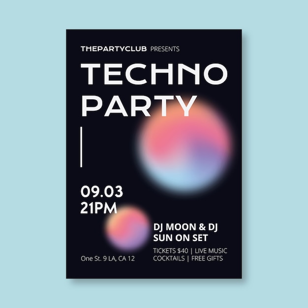 Free vector modern gradient party club flyer template