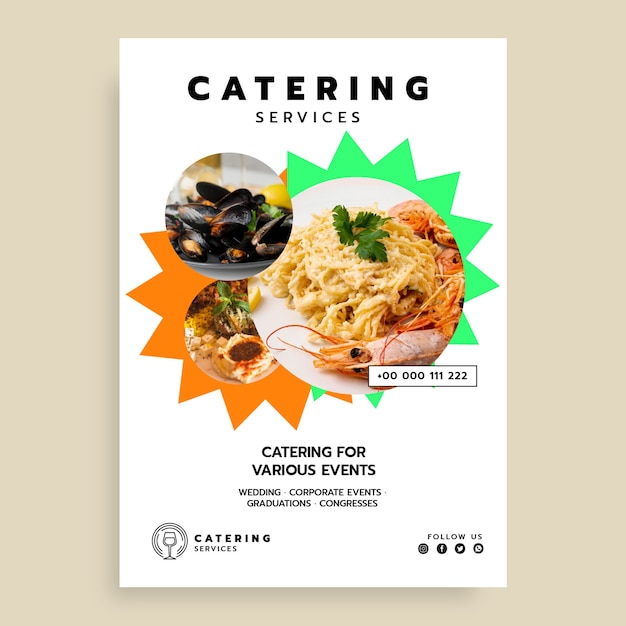 Free vector modern gradient professional catering flyer