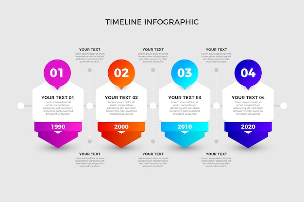 Free vector modern gradient timeline infographic