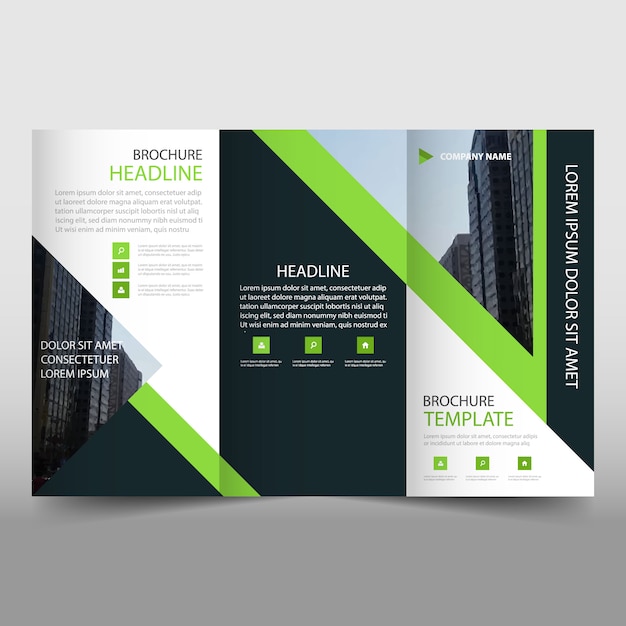 Free vector modern green and black trifold business brochure template