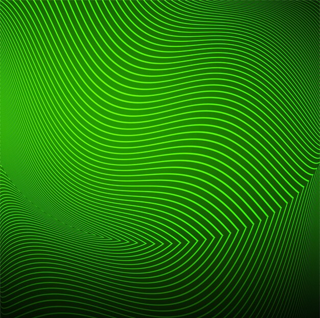 現代の緑の線の波の背景ベクトル