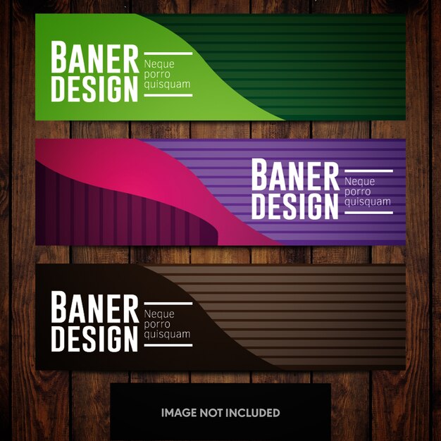 Modern green pink and brown banner design templates with stripes